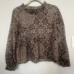 Olivaceous Black and Cream Patterned Blouse